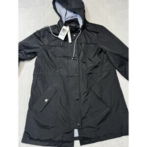 Lomon Rain Jacket Coal Black Waterproof Hooded Lightweight Shell Women New SZ L